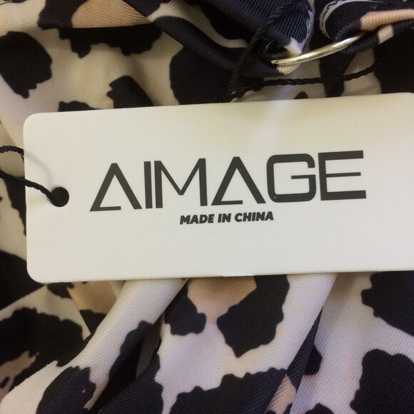 Ai'Mage Leopard Print One Piece Swimsuit Size L NWT Crossover Bust Adjust Straps - Picture 7 of 7